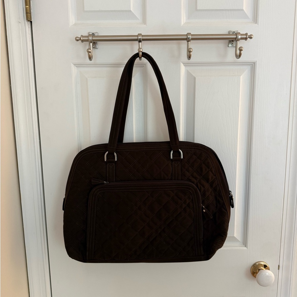 Vera Bradley brown quilted laptop bag